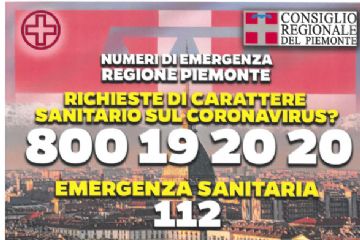 COMUNICAZIONE NUMERI DI EMERGENZA REGIONE PIEMONTE - CORONAVIRUS